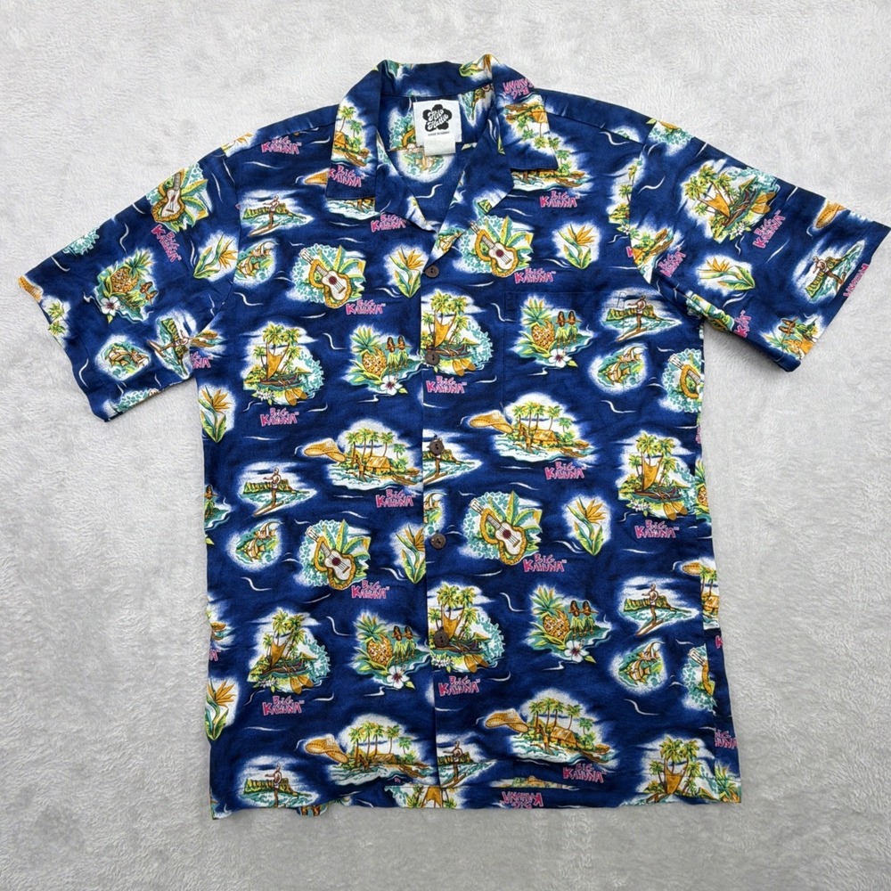 VTG Hilo Hattie Men Hawaiian Shirt M Medium Cotton Button Up Camp Big Kahuna USA